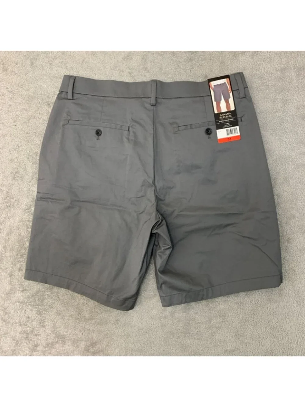 NWT Banana Republic Men's 34 Gray Stretch Chino Shorts Quick Dry Casual Wear